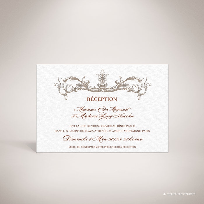 Mansart – Carton invitation classique baroque par Julien Preszburger – Photo non contractuelle