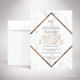 Lebrun – Faire-part de mariage contemporain de style géométrique sur le thème du marbre par Julien Preszburger – Photo non contractuelle